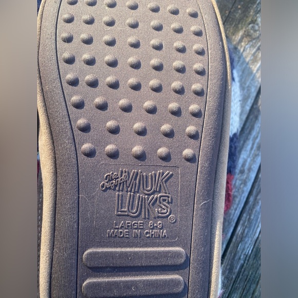 Muk Luk Americana Print Calf Sweater Knit Slippers - Size Large 8-9 - Picture 5 of 7